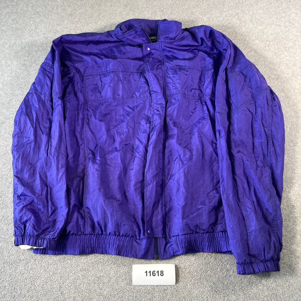 Vintage Champs Style Windbreaker Jacket Mens XL Purple Nylon Lined Full Zip